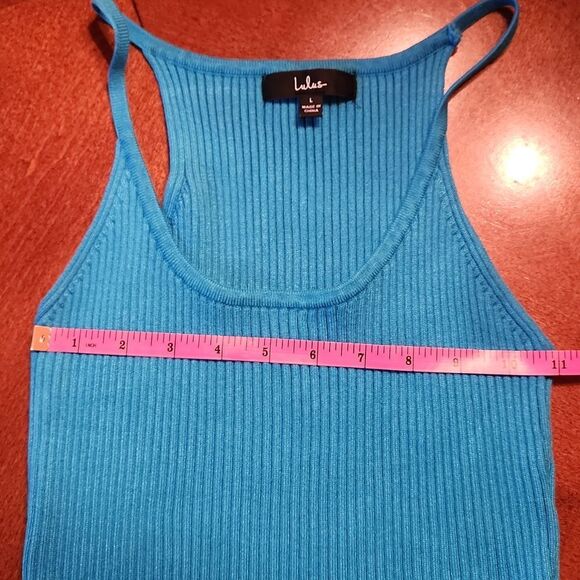 Lulus Good Times Ribbed Knit Tank Top Sleeveless Sweater, Large,  Turquoise Blue - Picture 5 of 8
